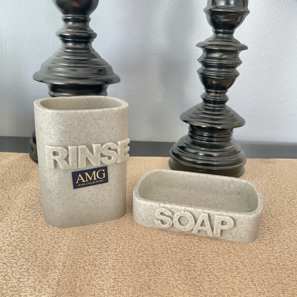 New Sandstone Bathroom Set-RINSE Cup/Soap Dish